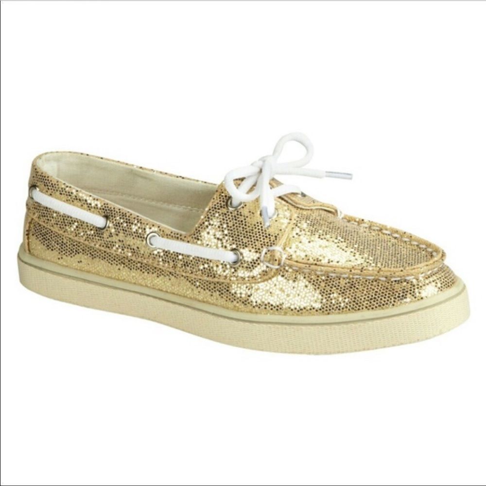 Bongo Edge Gold Glitter Boat Shoes Sneakers Slip On